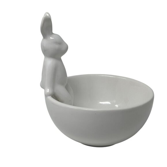 Mud Pie Blessed White Ceramic Bunny Bowl Easter Farmhouse Candy Trinket Dish - Picture 7 of 11